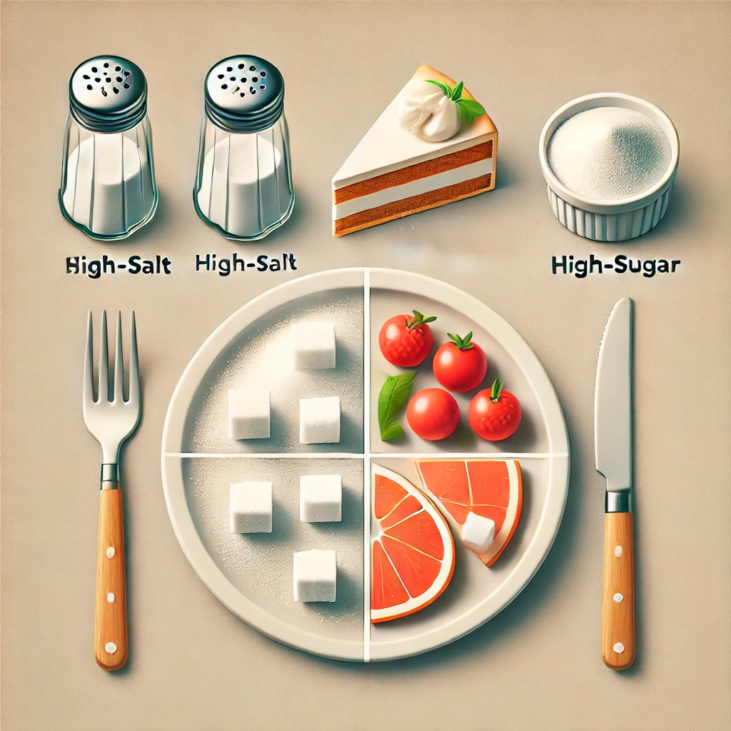 塩分や糖分の摂取についての健康的なバランス