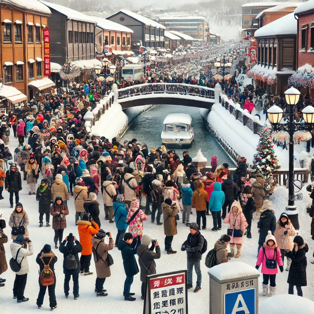 春節期間中の北海道を訪れる観光客が賑わう冬の風景イメージ