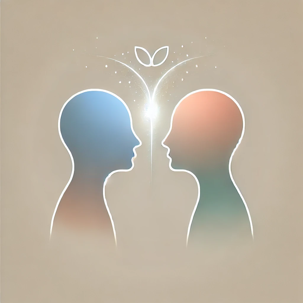 人間関係の改善を象徴する抽象的かつ調和的なイラスト