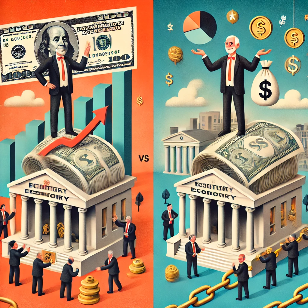 MMTと伝統的な経済政策の対比を視覚的に表現