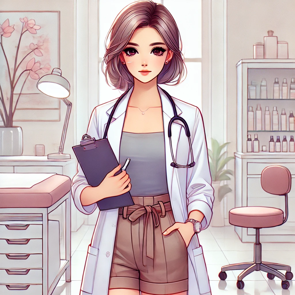 スタイリッシュな若手女性医師のイラスト