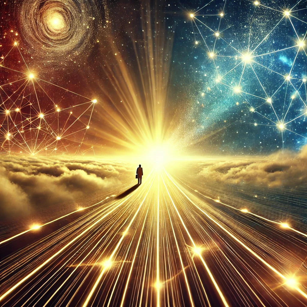 成功へ続く道と人間関係のつながりを象徴的に表現したビジュアル