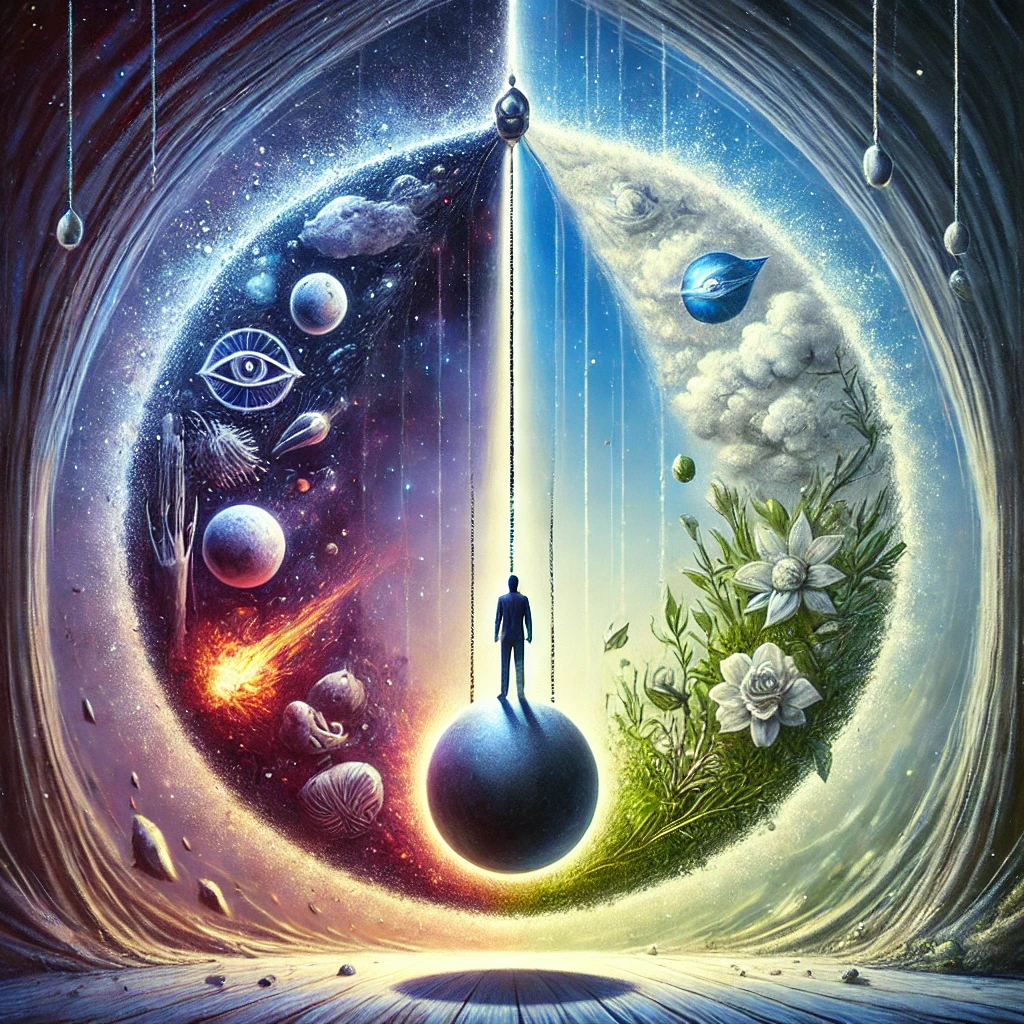 振り子の法則を象徴する幻想的なイラスト