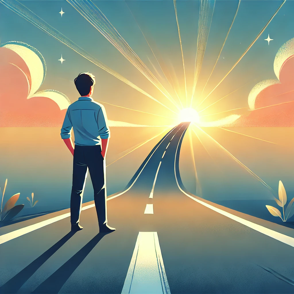 成功への旅の始まりを象徴し、前向きなマインドセットを表現