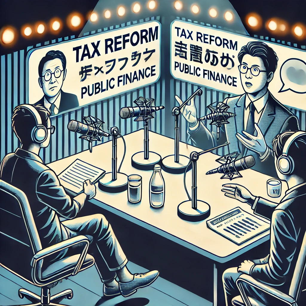 YouTuberが税制改革や政府政策について議論するシーン