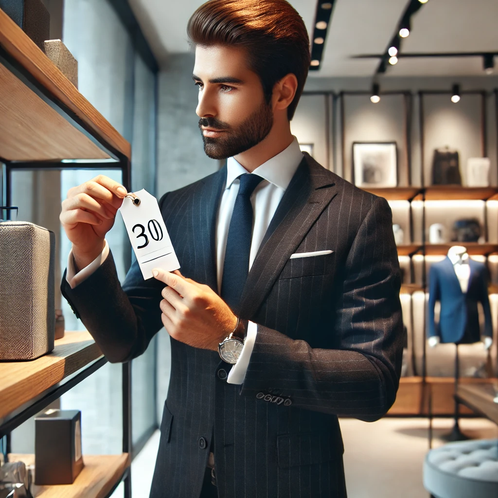 価格設定の重要性を考えるビジネスマンの様子