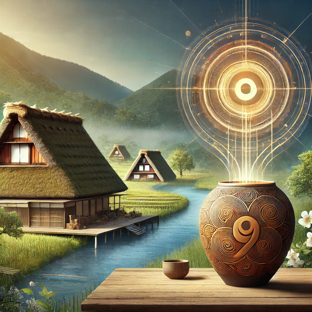 日本の古代文明と縄文精神を表現したイメージ画像
