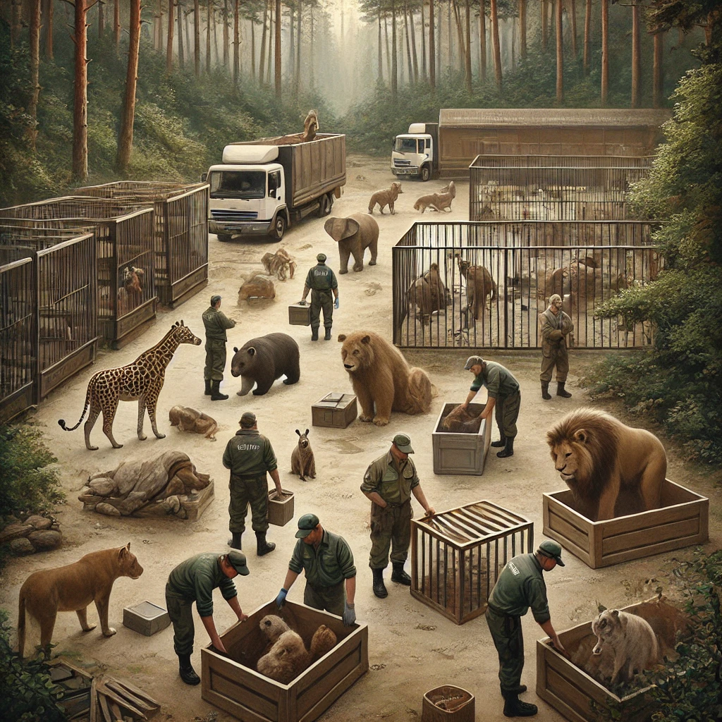 閉園に伴い、動物たちが移動準備をされている様子