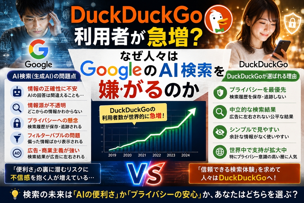 Google検索 VS DuckDuckGo検索